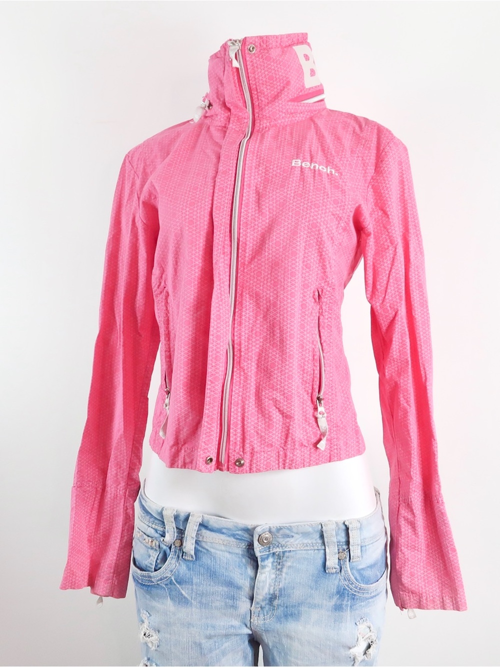 Y2k Bench Pink Lightweight Funnel-Neck Jacket